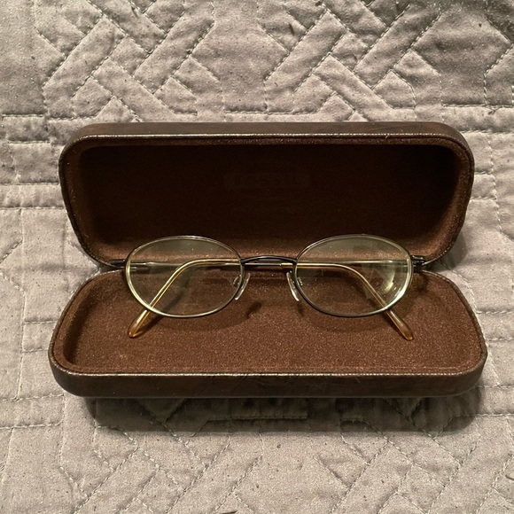 👓 FOSSIL prescription wire rim glasses with case - Picture 3 of 5